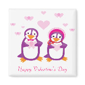 Purple Valentine Penguins Magnet magnet
