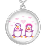 Purple Valentine Penguins Necklace