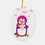 Purple Valentine Penguins Ornament