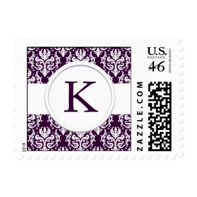 Purple Velvet Monogram Wedding Stamp