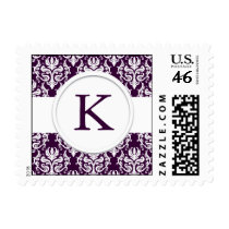 Purple Velvet Monogram Wedding Stamp