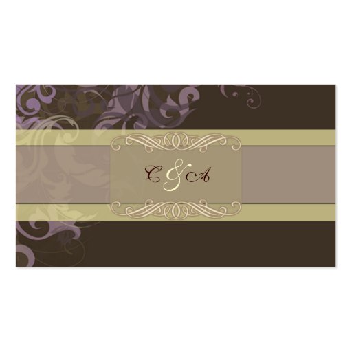 Purple Victoria Wedding place card Business Card Template (front side)