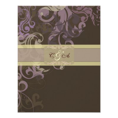 Purple Victoria Wedding reception card Personalized Invitation