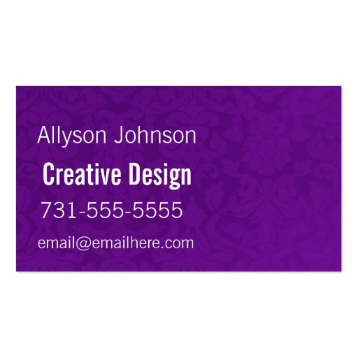 Purple Vintage Background Business Cards (front side)