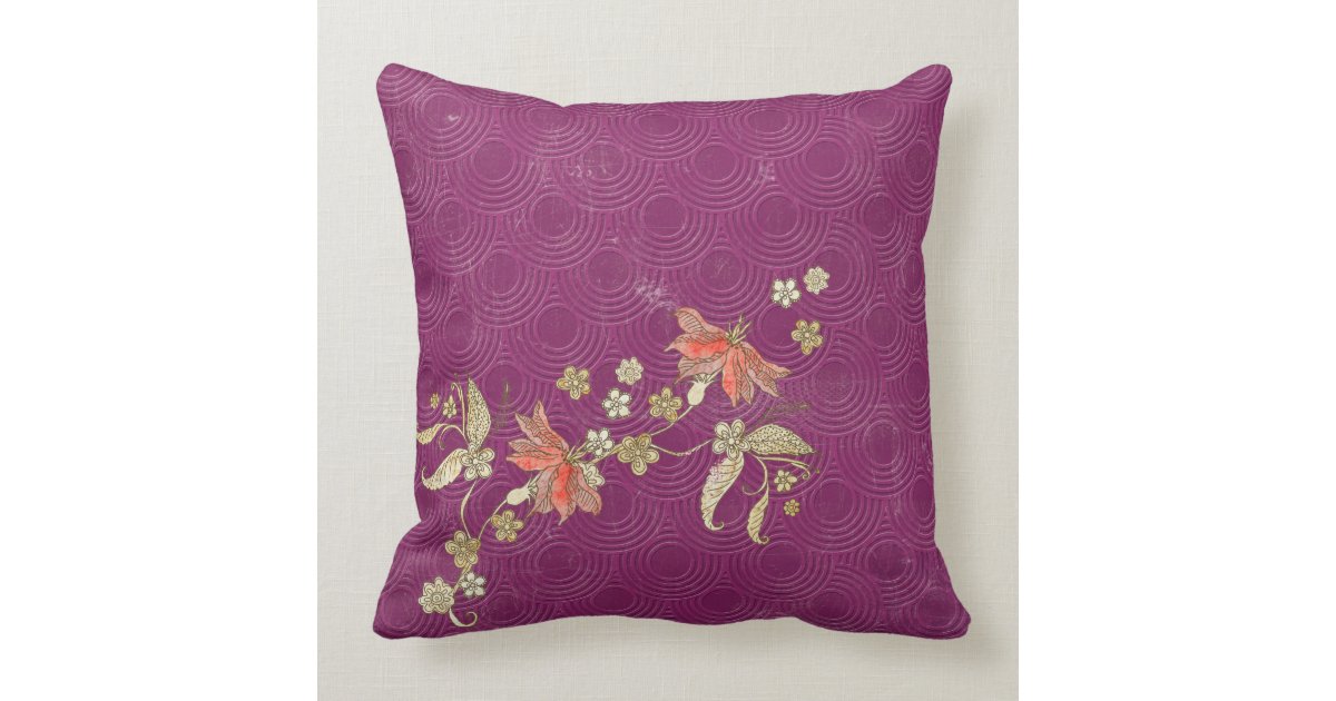 Purple Vintage Chic Square Throw Pillow Zazzle