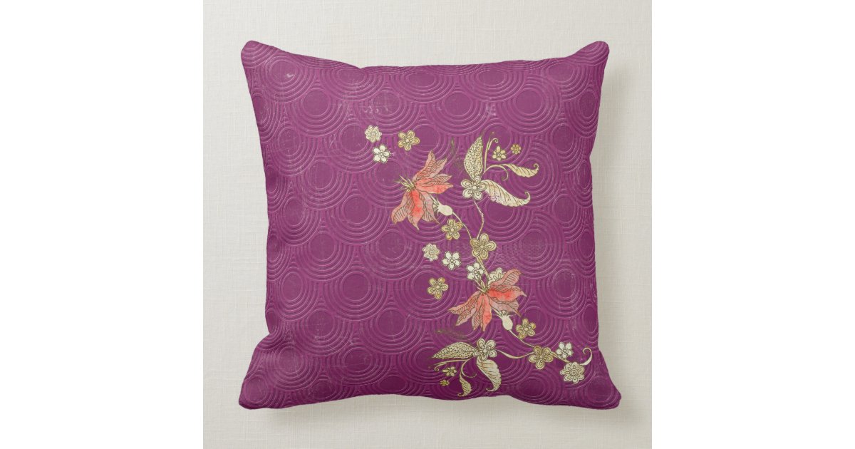 Purple Vintage Chic Square Throw Pillow Zazzle