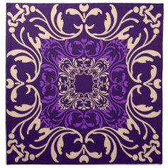 Purple Vintage Damask Pattern Cloth Napkins