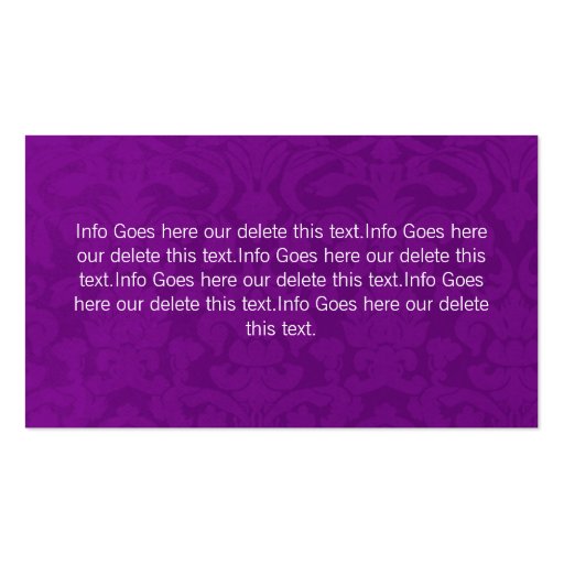 Purple Vintage Fleur De Lis Business Cards (back side)