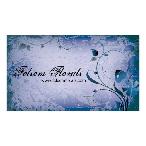 Purple Vintage Florist Leafy Swirl Business Card (front side)