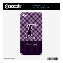 Purple Vintage Golfer Decals For iPhone 4