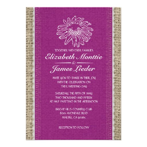 Purple Vintage Lace Wedding Invitations