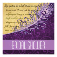 Purple Vintage Peacock Bridal Shower Invitations