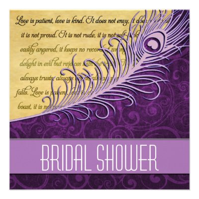 Purple Vintage Peacock Bridal Shower Invitations