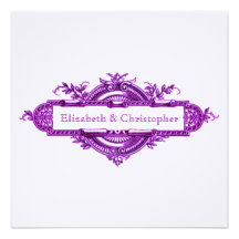Purple Vintage Wedding Memory Cards Custom Announcement