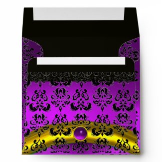 PURPLE VIOLET AND BLACK DAMASK AMETHYST GOLD envelope