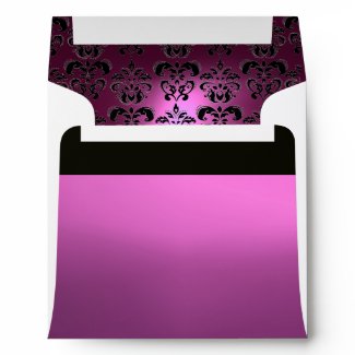 PURPLE VIOLET BLACK WHITE DAMASK envelope