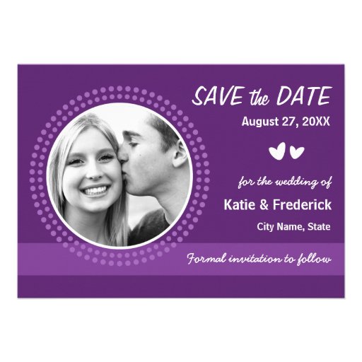 Purple violet photo save the date announcement