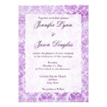 Purple Violet Vintage Damask Wedding Invitations
