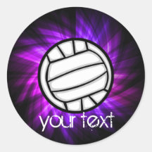Purple Volleyball Round Stickers