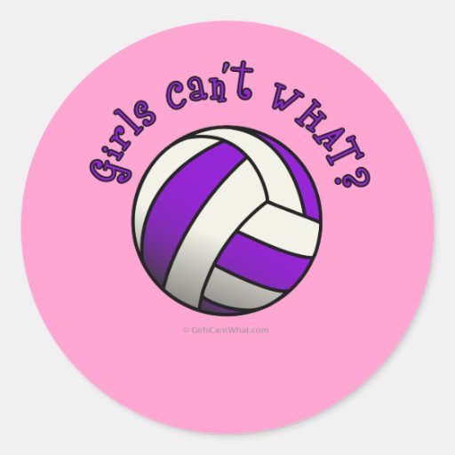 Purple Volleyball Classic Round Sticker Zazzle