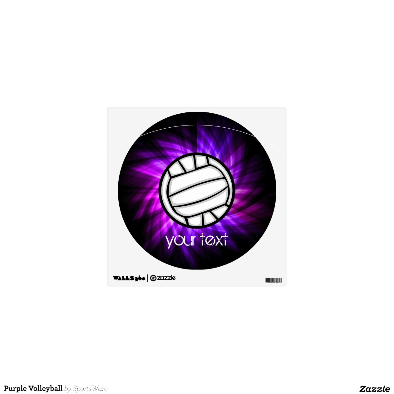 Purple Volleyball Wall Graphic Zazzle