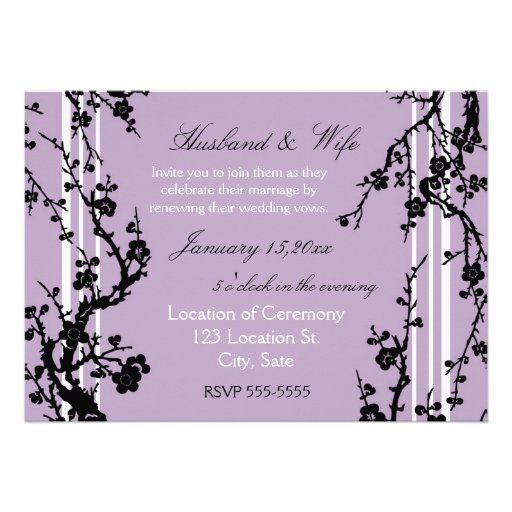 Purple Vow Renewal Ceremony Invitation Card