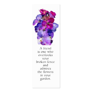 Purple Wallflower Bookmark Business Cards