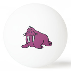 Purple Walrus Cartoon Drawing Ping Pong Ball