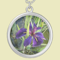 Purple Water/Black Gamecock Iris necklaces