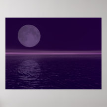Purple Water Blue Moon Poster