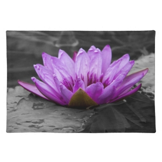 Purple Water Lily 002 Black and White Background