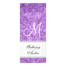 Purple Watercolor Damask  Wedding F200 Personalized Invites