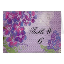 Purple Watercolor Flowers Table Number Cards