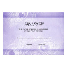 Purple Watercolor Peacock Wedding Response Card Invitation