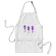 Purple Watercolor Seahorses Aprons