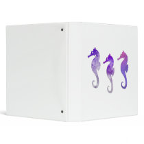 Purple Watercolor Seahorses Vinyl Binders