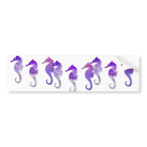 Purple Watercolor Seahorses Bumper Stickers