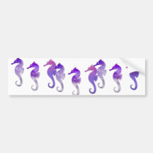 Purple Watercolor Seahorses Bumper Stickers