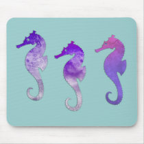 Purple Watercolor Seahorses Mousepads
