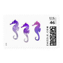 Purple Watercolor Seahorses Stamp