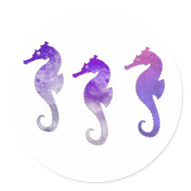 Purple Watercolor Seahorses Sticker