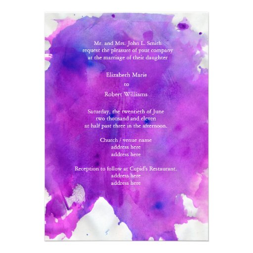 Purple Watercolor Wedding Invitation