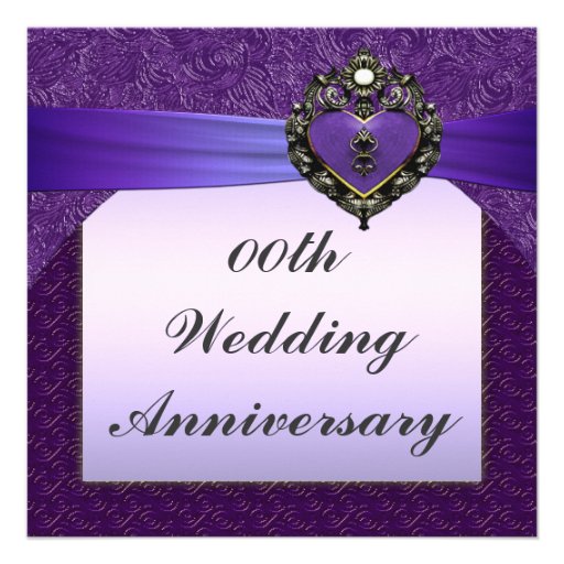 Purple Wedding Anniversary Party Invitation (front side)
