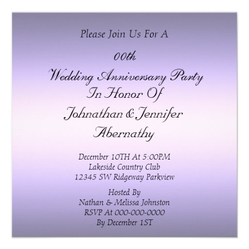 Purple Wedding Anniversary Party Invitation