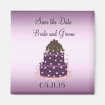 Purple Wedding Cake Save the Date Refrigerator Magnet