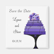 Purple Wedding Cake Save the Date Magnets