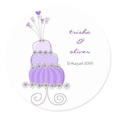 Purple Wedding Cake Thank You Gift Label Sticker by fat fa tin