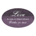 Purple Wedding Love Damask and Ribbon sticker