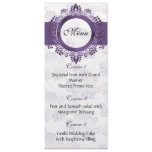 purple wedding menu personalized invitations