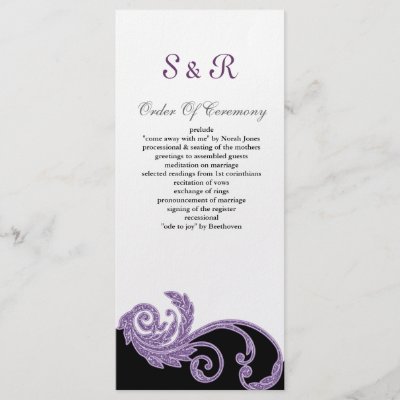 Purple wedding program rack card template by blessedwedding
